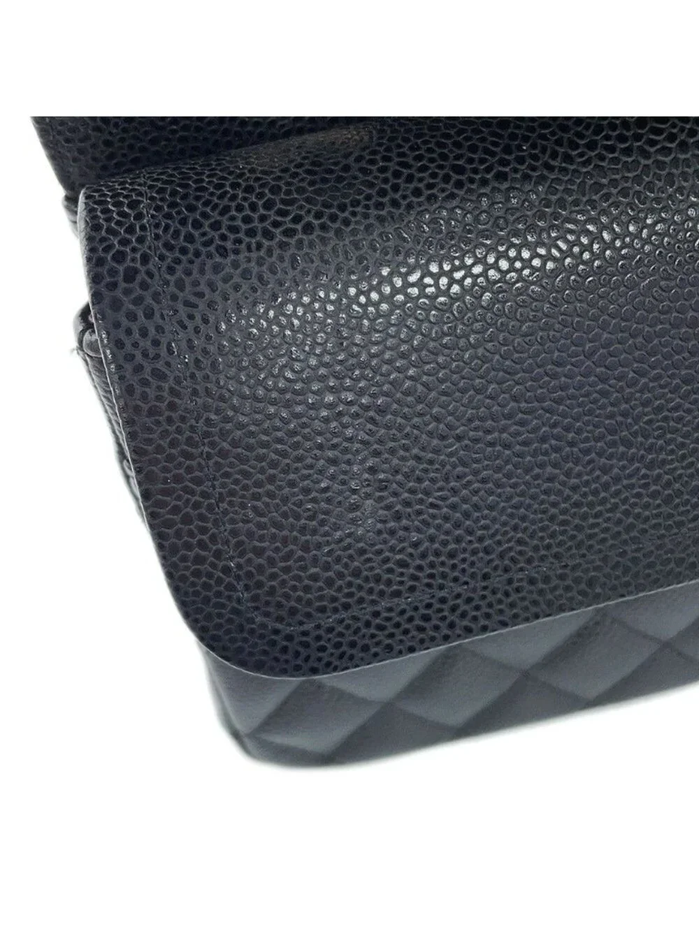 Chanel Chain Shoulder Bag Quilted 25 CC Logo Double Caviar Leather Black